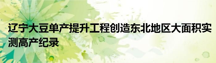 辽宁大豆单产提升工程创造东北地区大面积实测高产纪录