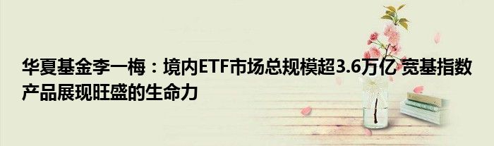 华夏基金李一梅:境内ETF市场总规模超3.6万亿 宽基指数产品展现旺盛的生命力