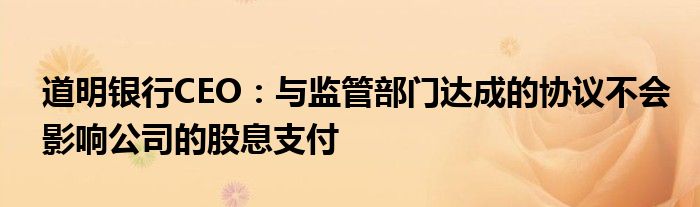 道明银行CEO:与监管部门达成的协议不会影响公司的股息支付