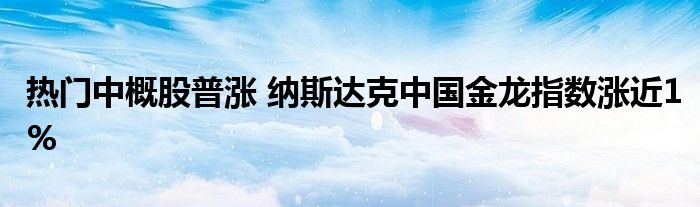 热门中概股普涨 纳斯达克中国金龙指数涨近1%