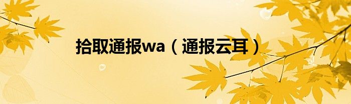 拾取通报wa(通报云耳)