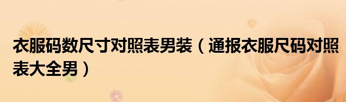 衣服码数尺寸对照表男装(通报衣服尺码对照表大全男)