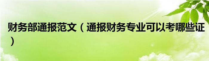 财务部通报范文(通报财务专业可以考哪些证)