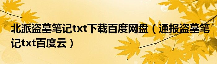 北派盗墓笔记txt下载百度网盘(通报盗墓笔记txt百度云)
