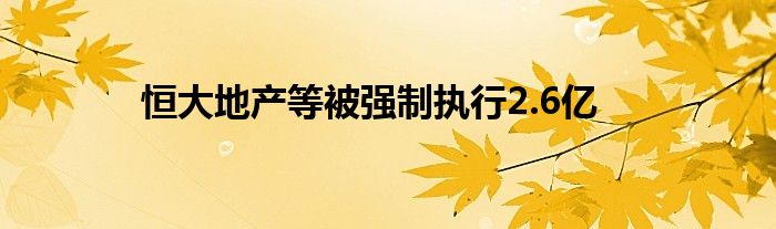 恒大地产等被强制执行2.6亿