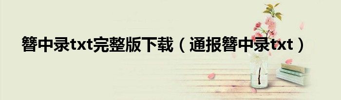 簪中录txt完整版下载(通报簪中录txt)