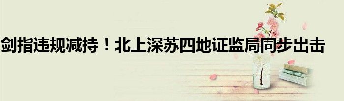 剑指违规减持!北上深苏四地证监局同步出击