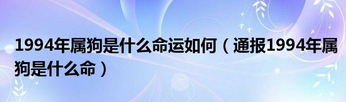 1994年属狗是什么命运如何(通报1994年属狗是什么命)