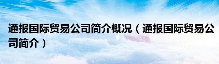 通报国际贸易公司简介概况(通报国际贸易公司简介)