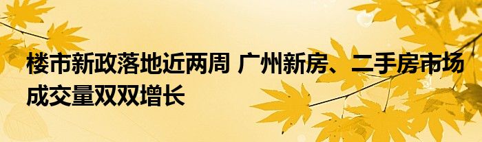 楼市新政落地近两周 广州新房、二手房市场成交量双双增长