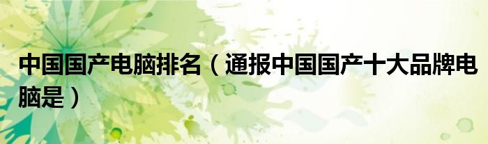 中国国产电脑排名(通报中国国产十大品牌电脑是)