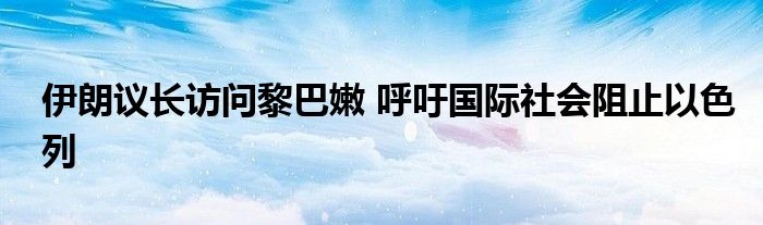 伊朗议长访问黎巴嫩 呼吁国际社会阻止以色列