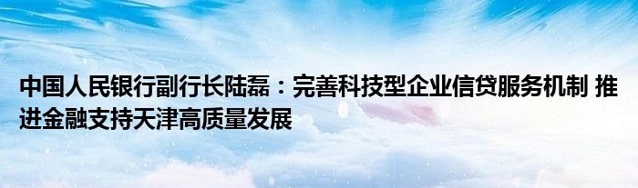 中国人民银行副行长陆磊:完善科技型企业信贷服务机制 推进金融支持天津高质量发展