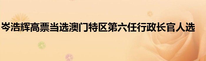 岑浩辉高票当选澳门特区第六任行政长官人选