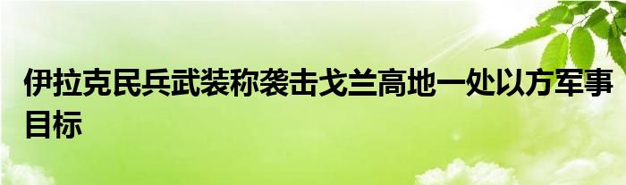 伊拉克民兵武装称袭击戈兰高地一处以方军事目标