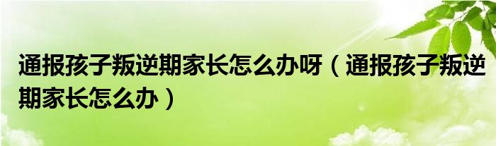 通报孩子叛逆期家长怎么办呀(通报孩子叛逆期家长怎么办)