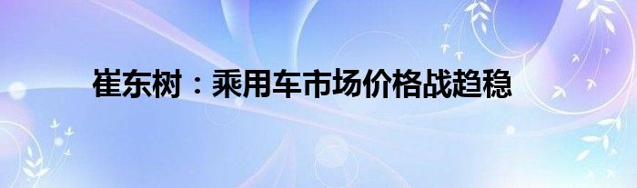 崔东树:乘用车市场价格战趋稳