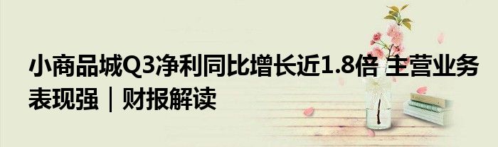 小商品城Q3净利同比增长近1.8倍 主营业务表现强|财报解读
