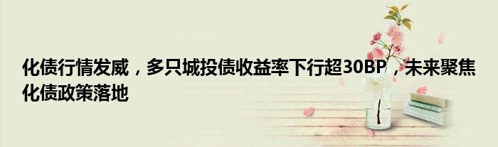 化债行情发威,多只城投债收益率下行超30BP,未来聚焦化债政策落地