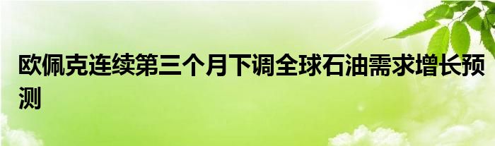 欧佩克连续第三个月下调全球石油需求增长预测