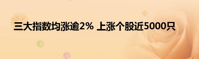 三大指数均涨逾2% 上涨个股近5000只