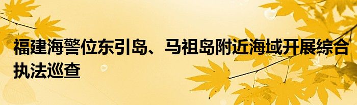 福建海警位东引岛、马祖岛附近海域开展综合执法巡查
