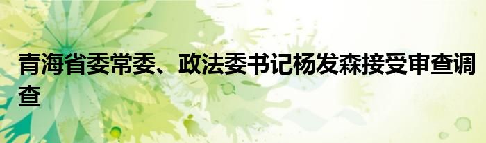 青海省委常委、政法委书记杨发森接受审查调查