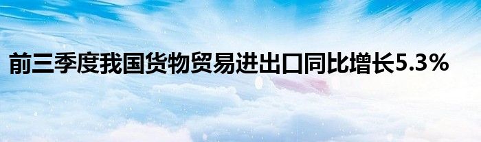 前三季度我国货物贸易进出口同比增长5.3%