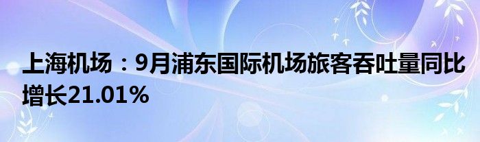 上海机场:9月浦东国际机场旅客吞吐量同比增长21.01%