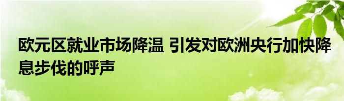 欧元区就业市场降温 引发对欧洲央行加快降息步伐的呼声