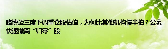 路博迈三度下调重仓股估值,为何比其他机构慢半拍?公募快速撤离“归零”股