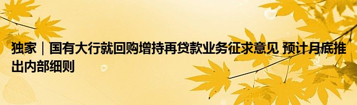 独家|国有大行就回购增持再贷款业务征求意见 预计月底推出内部细则