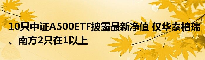 10只中证A500ETF披露最新净值 仅华泰柏瑞、南方2只在1以上