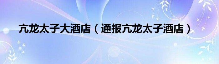 亢龙太子大酒店（通报亢龙太子酒店）