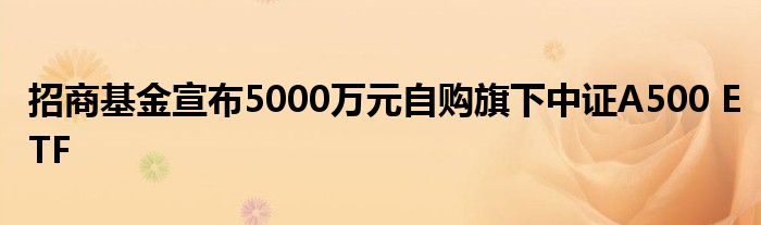 招商基金宣布5000万元自购旗下中证A500 ETF