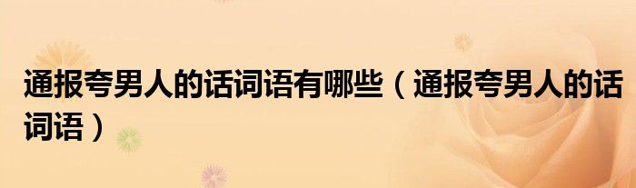 通报夸男人的话词语有哪些(通报夸男人的话词语)