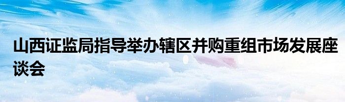 山西证监局指导举办辖区并购重组市场发展座谈会