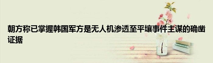 朝方称已掌握韩国军方是无人机渗透至平壤事件主谋的确凿证据