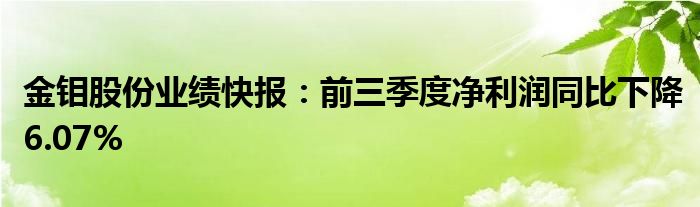 金钼股份业绩快报:前三季度净利润同比下降6.07%