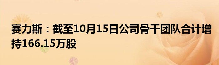 赛力斯:截至10月15日公司骨干团队合计增持166.15万股