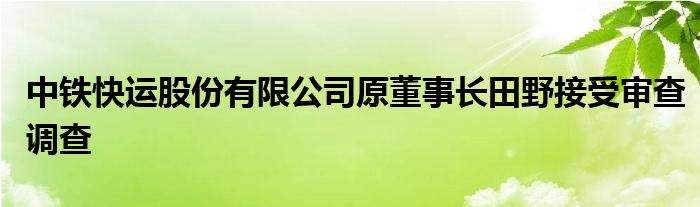 中铁快运股份有限公司原董事长田野接受审查调查