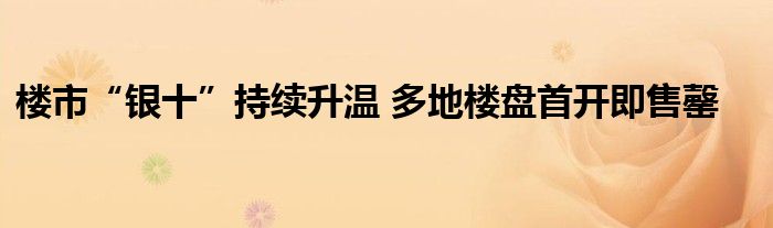 楼市“银十”持续升温 多地楼盘首开即售罄