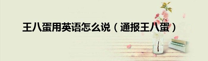 王八蛋用英语怎么说(通报王八蛋)