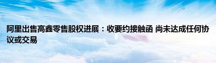 阿里出售高鑫零售股权进展:收要约接触函 尚未达成任何协议或交易
