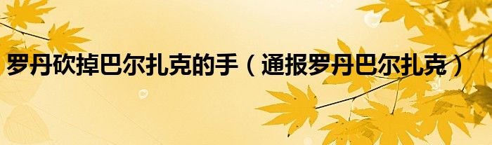 罗丹砍掉巴尔扎克的手(通报罗丹巴尔扎克)