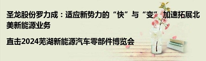 圣龙股份罗力成:适应新势力的“快”与“变” 加速拓展北美新能源业务|直击2024芜湖新能源汽车零部件博览会
