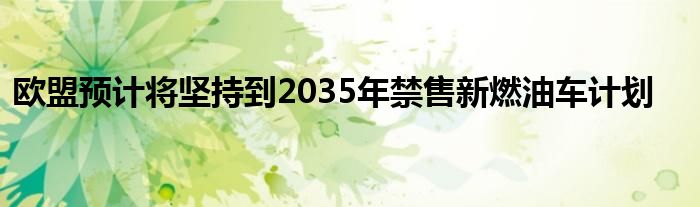 欧盟预计将坚持到2035年禁售新燃油车计划