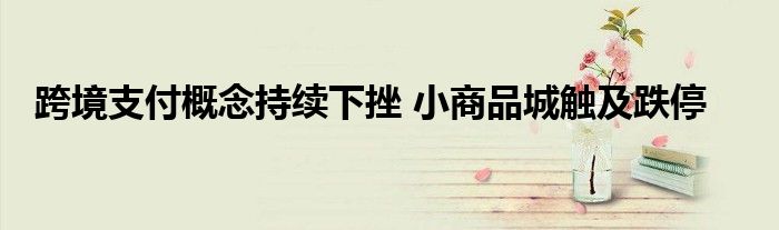 跨境支付概念持续下挫 小商品城触及跌停
