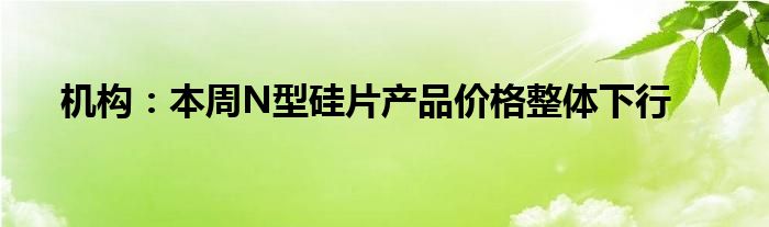 机构:本周N型硅片产品价格整体下行