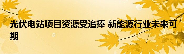 光伏电站项目资源受追捧 新能源行业未来可期